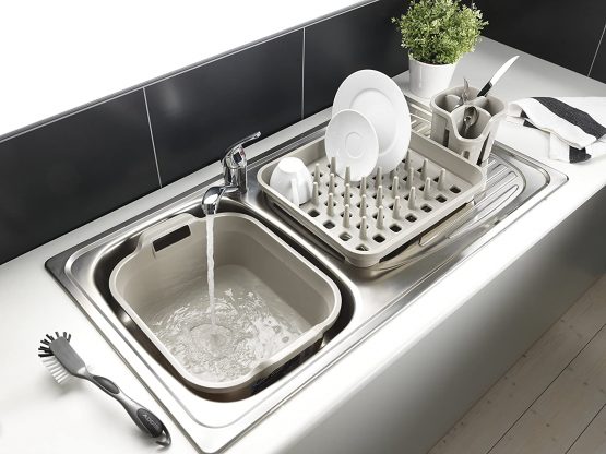 Addis 517947 Large Rectangular 10 Litre Washing Up Bowl with Handles, Mushroom, 39 x 32 x 14 cm - Image 3