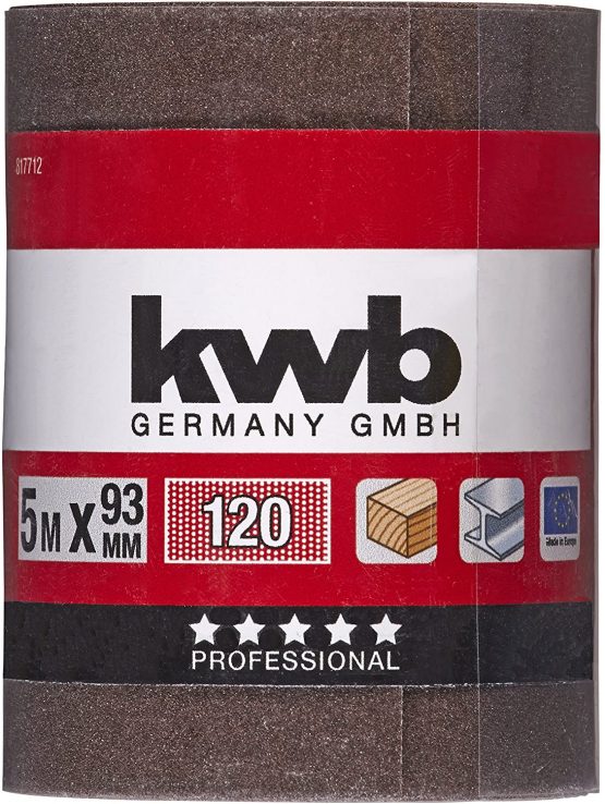 kwb 817712 Sandpaper roll-for Metal and Wood, K-120, 93 mm x 5 m, Corundum, grit 120 - Image 2