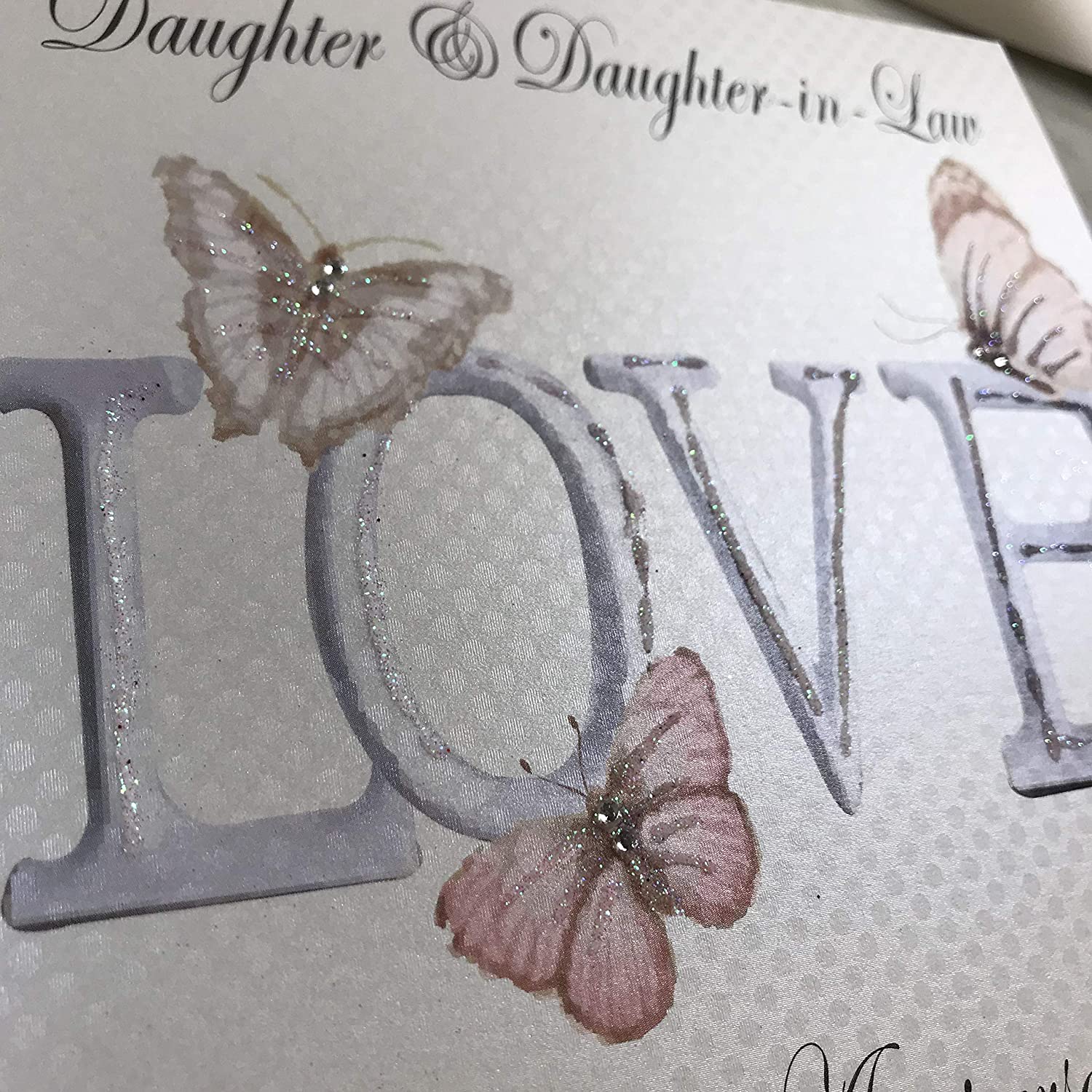 White Cotton Cards Daughter-in-Law 'Love' Happy Handmade Gay Anniversary Card, PD75d, 16cm x 16cm - Image 2