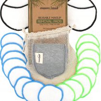 Reusable Makeup Remover Pads With Organic Spa Headband And Laundry Bag - 18 Bamboo Make Up Pads In Two Sizes - Reusable Cotton Wool Pads - Zero Waste Product - Eco-Friendly and Washable-Mooncloud