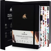 Clever Fox Planner Premium Edition – Luxurious Weekly & Monthly Planner to Increase Productivity and Hit Your Goals – Organizer – Undated, Start Anytime, A5, Lasts 1 Year, Black (Weekly)