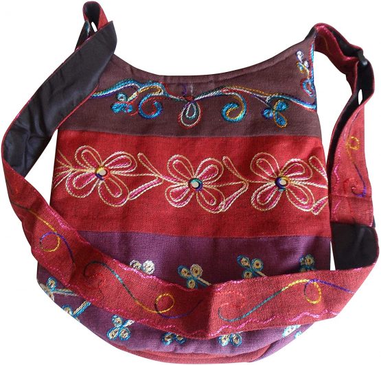 FAIR TRADE PADDED COTTON EMBROIDERED HIPPY BOHO SHOULDER SHOPPING BAG - Image 2