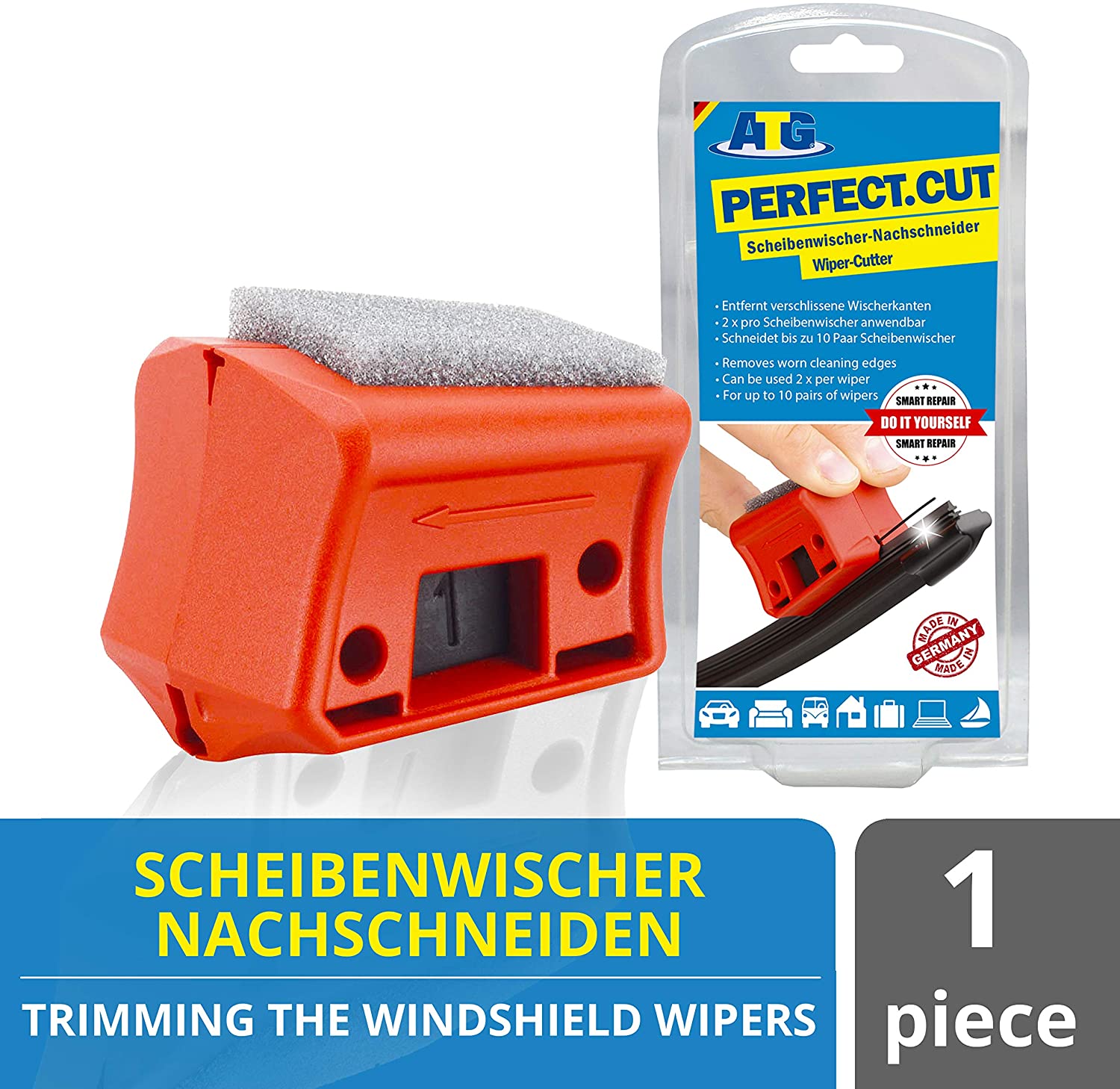 ATG Wiper Blade Repair Tool, Windshield Wiper Sharpener & Restorer, Universal Wiper Cutter for Cars & Vans, Restore Clear