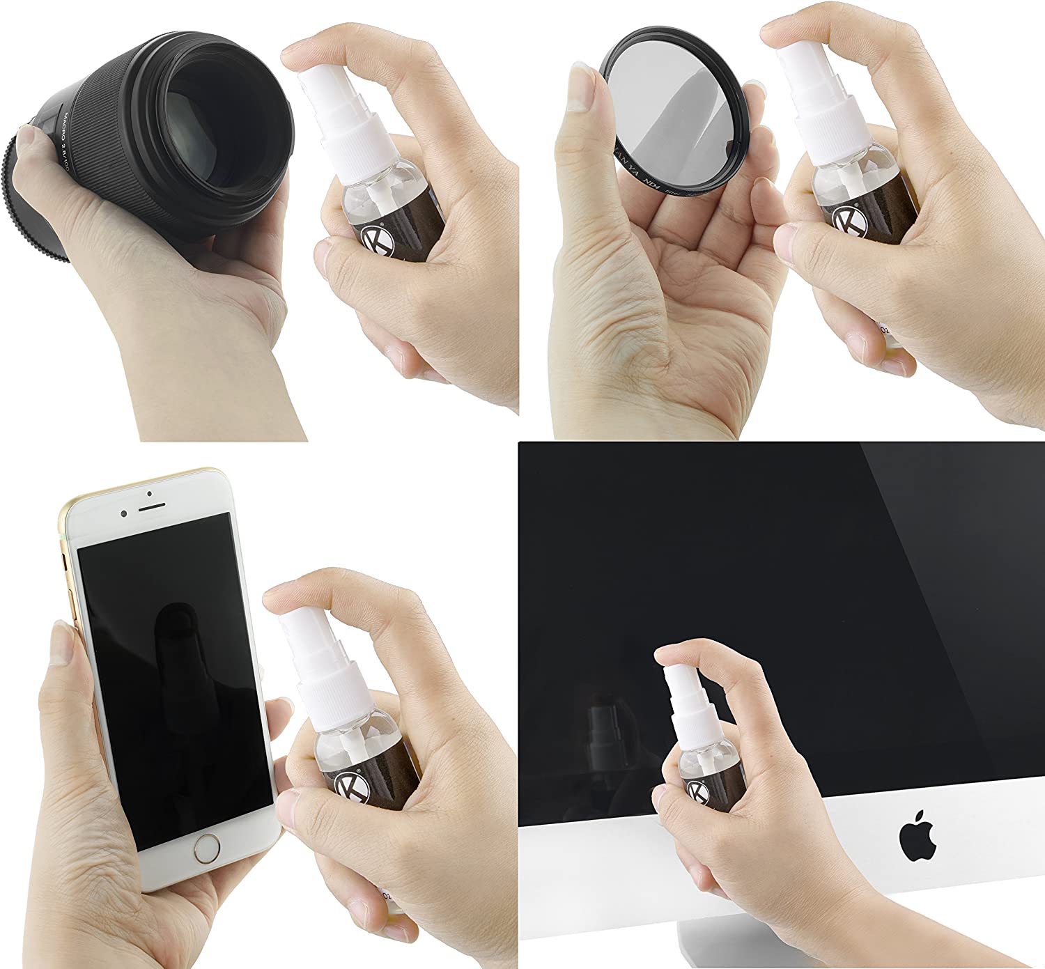 Camkix Lens and Screen Cleaning Kit - 2x cleaning spray, 2x microfiber cloth - Perfect to clean the lens of your DSLR or camera - Also great for your smartphone, tablet, notebook, etc. - Image 2