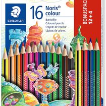 STAEDTLER 187 C12P1 Noris Colour Colouring Pencils (Increased Break-Resistance, Triangular Shape, Attractive Design, Ergonomic Soft Surface, Wopex Material, Set of 16 Brilliant Pens in Cardboard Case)