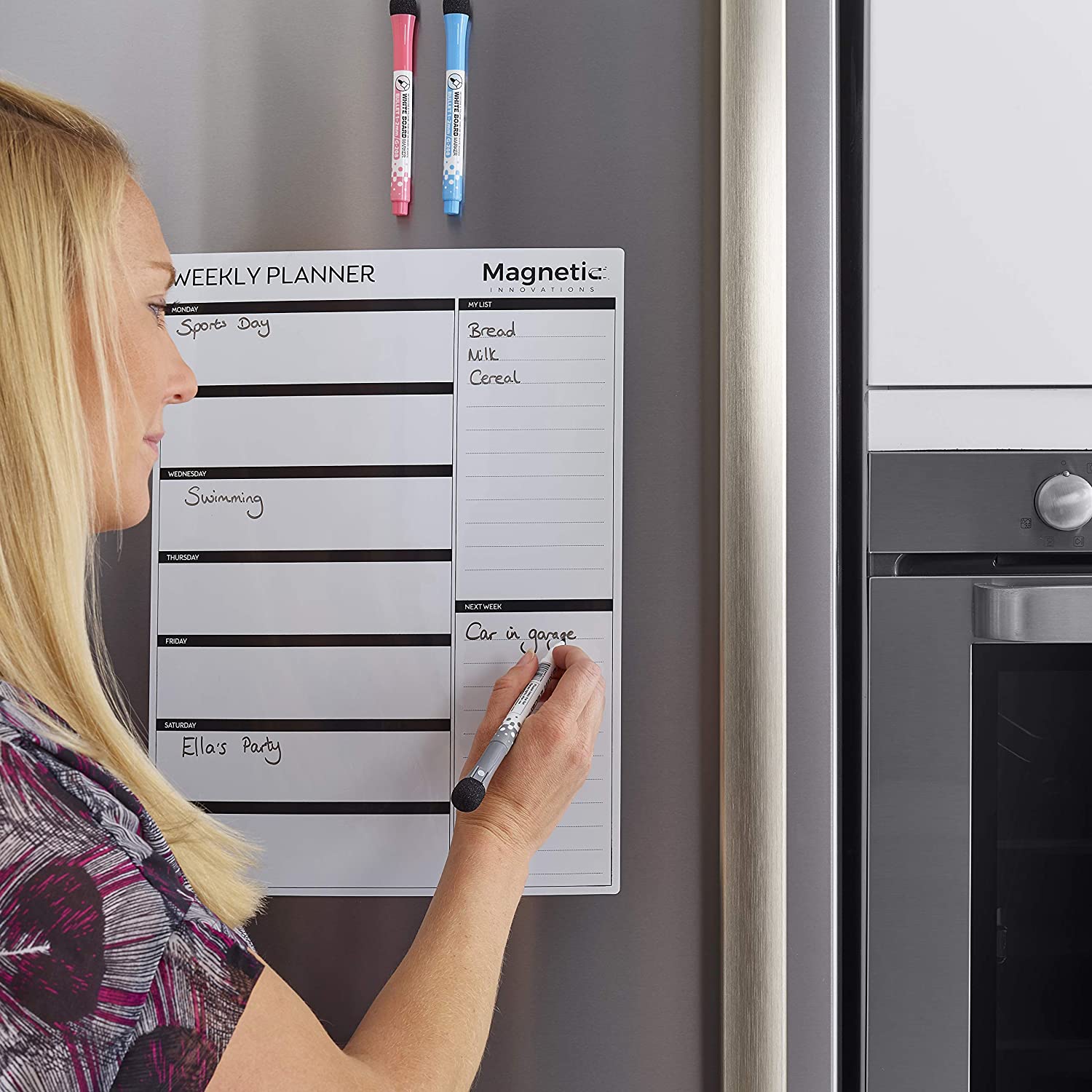 Magnetic Innovations A3 Magnetic Weekly Planner Fridge Whiteboard, Family Meal Planner and Shopping List - Image 2