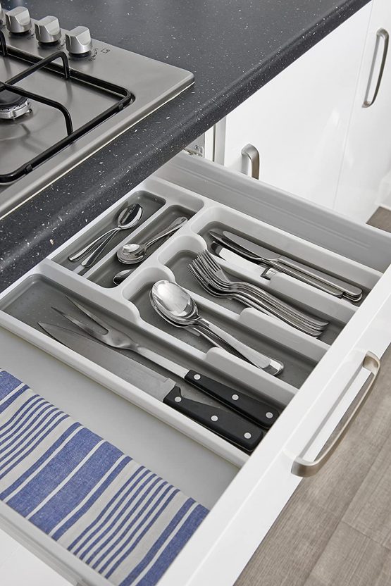 ADDIS 506988 6-Compartment Drawer Organiser, White Grey - Image 2