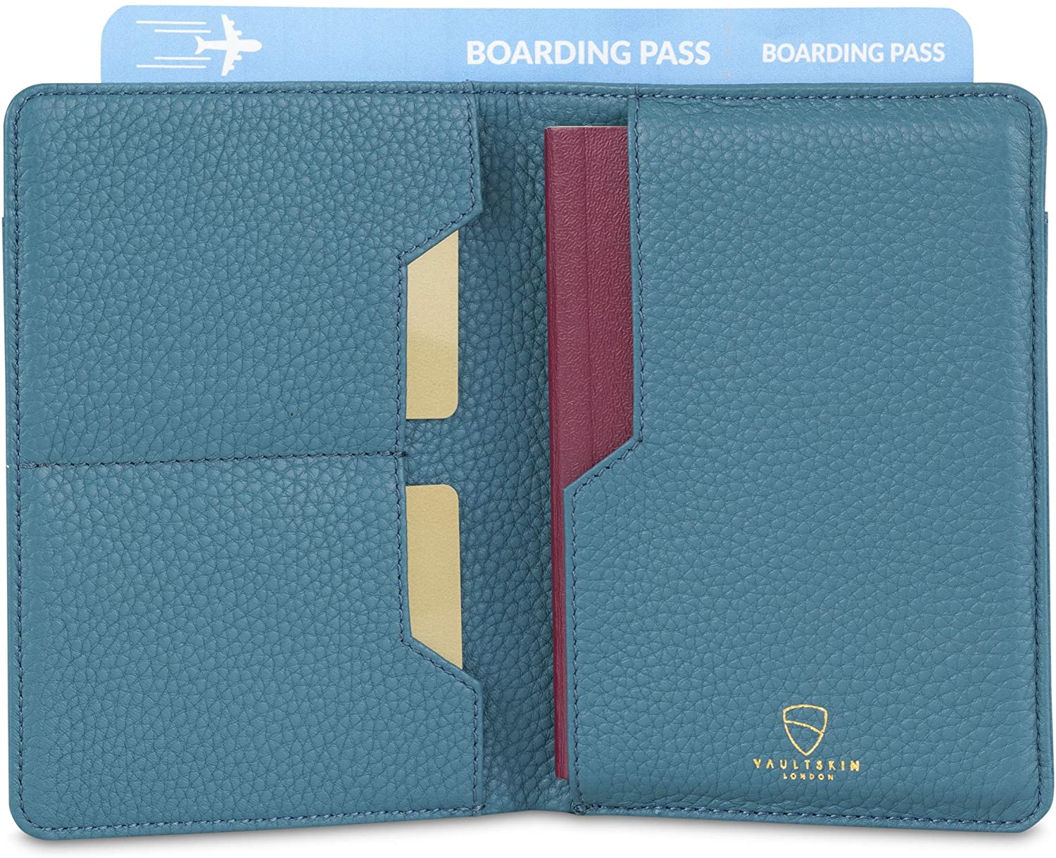 Vaultskin Kensington Passport and Vaccine Card Holder for Travel with RFID Blocking Leather Card Case Cover for Men and Women (Matt Turquoise) - Image 2