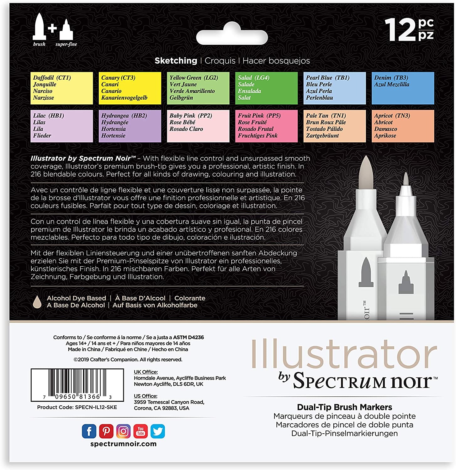 Spectrum Noir Illustrator (12Pc) - Sketching, Pack of 12 , SPECN-IL12-SKE, 1 count (Pack of 12) - Image 3