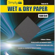 Simply WD1500 Wet & Dry Paper, 1500 Grit, 230mmX280mm, Pack of 25