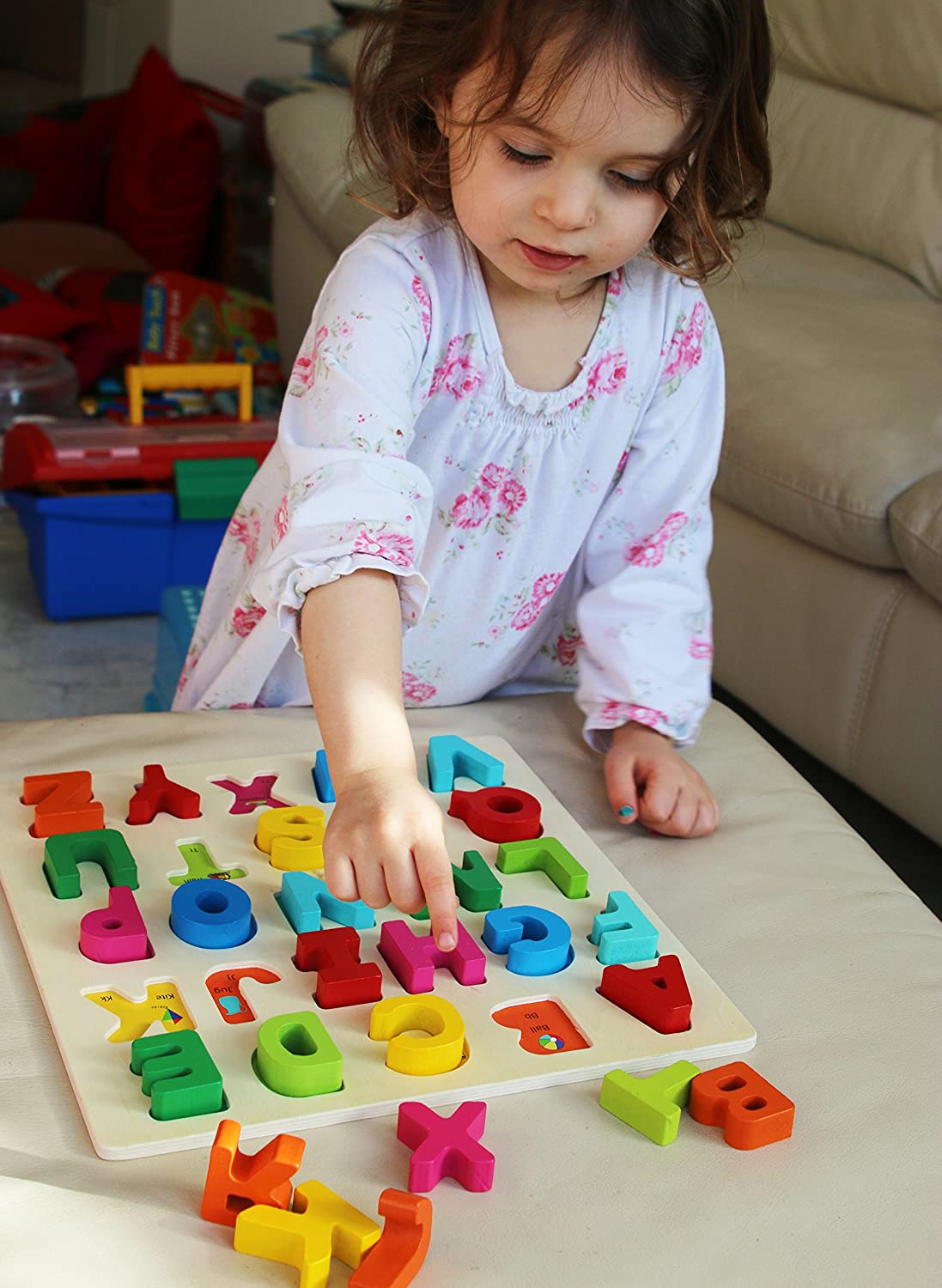 TOWO Wooden Alphabet Puzzle for Toddlers- Chunky Size Peg Puzzle - Image 3