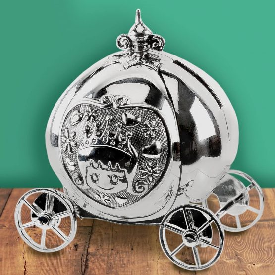 Bambino Silver Plated Princess Carriage Money Box - Image 2