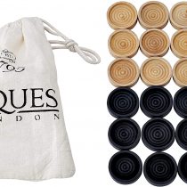 Jaques of London Draughts Pieces | Draughts Set in a Drawstring Bag | Quality Stackable Checkers Pieces for Playing with your Draughts Board Game | Since 1795