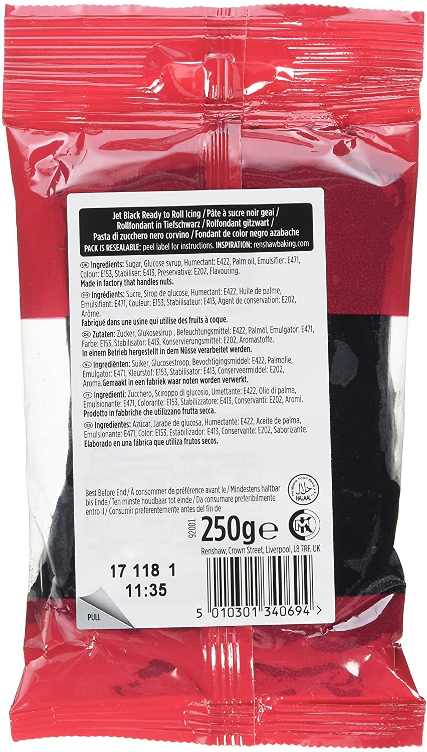 Renshaw Jet Black Just Roll With It Fondant Icing, 250 g (Pack of 1) - Ready to Roll Icing for Cakes - Image 2