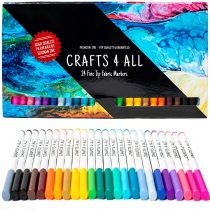 Fabric Markers Permanent Art Markers 24 SET Premium Quality Fine Tip MINIMAL BLEED fabric pens By Crafts 4 ALL d safe & non-toxic.