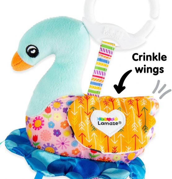 LAMAZE Mini Clip & Go Sierra The Swan, Clip on Pram and Pushchair Newborn Baby Toy, Sensory Toy for Babies Boys and Girls from 0-6 Months - Image 4