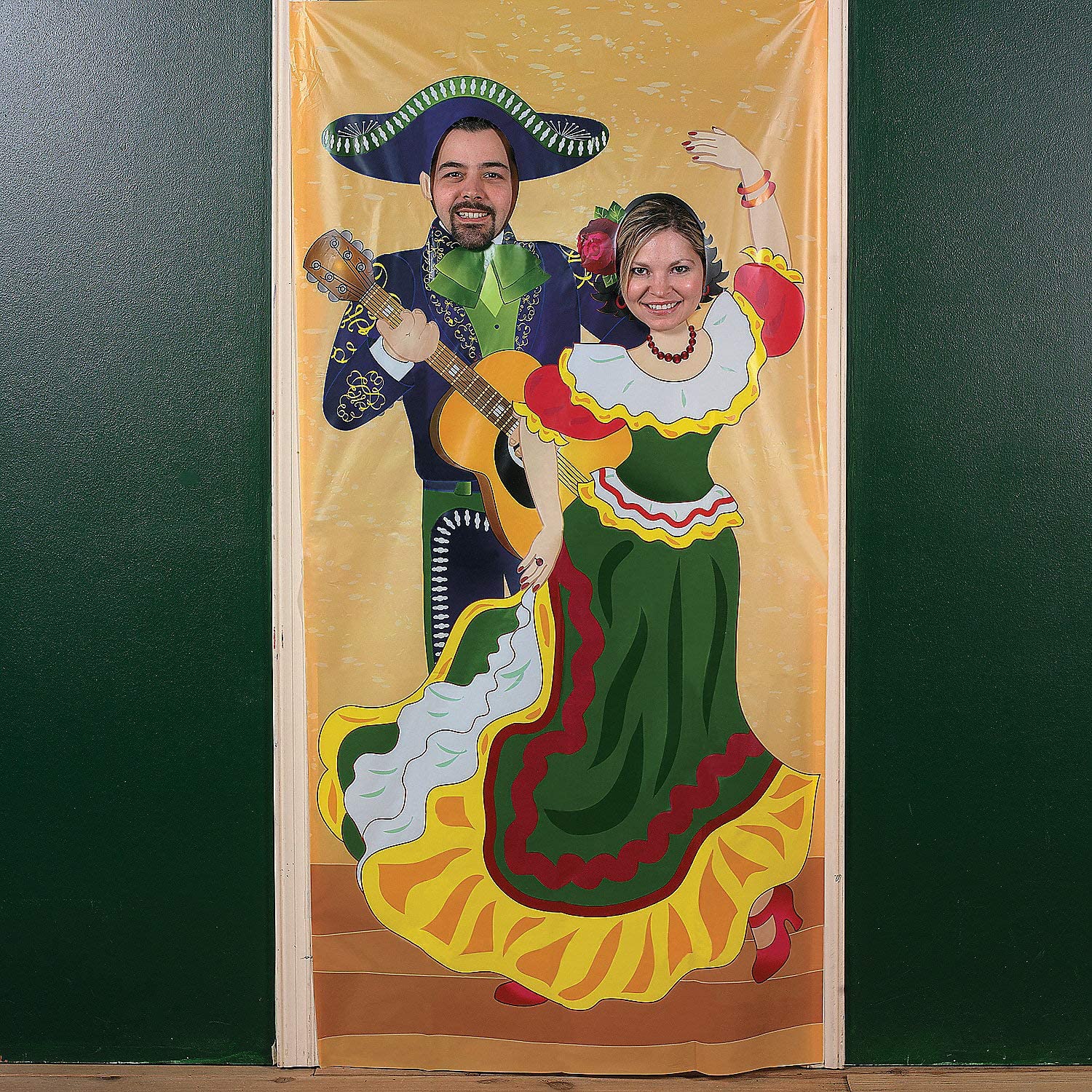 Fun Express Plastic Fiesta Couple Photo Door Banner, White, 3 ft. x 6 ft