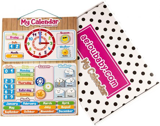 aeioubaby CALENDAR CLOCK Magnetic for wall or refrigerator,Date,Weather & Time 17x12.6 in