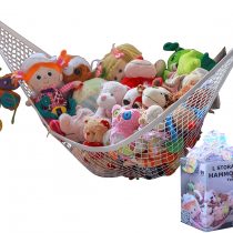 MiniOwls Toy Storage Hammock - Plush Animal Organizer for Bedroom Wall, Gift Idea for Baby Girl/Boy Birthday or Shower (White, Large)