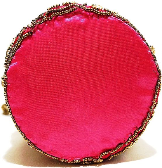Purpledip Potli Bag (Clutch, Drawstring Purse) For Women With Intricate Gold Thread & Sequin Embroidery Work (Maroon Color,11268) - Image 3