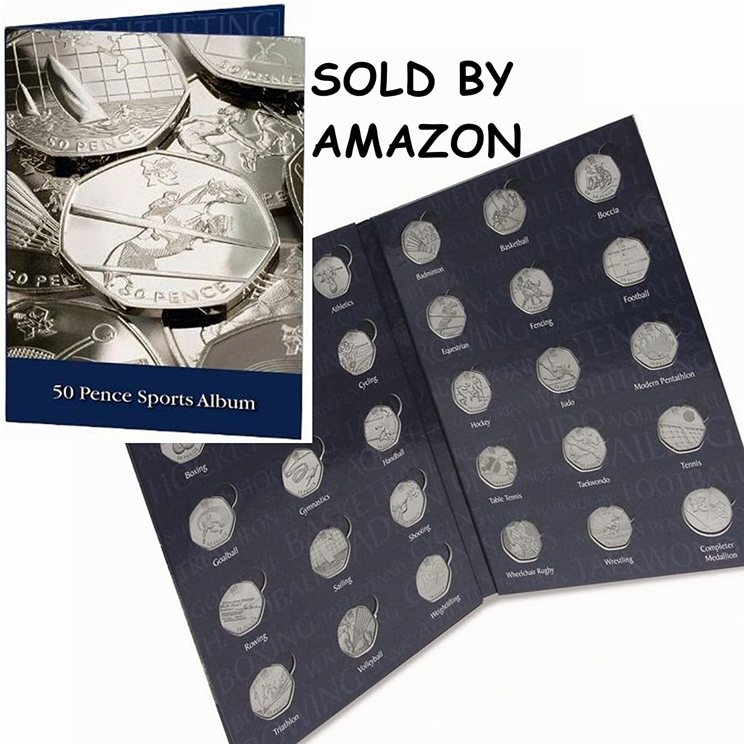 2012 London Olympic 50p Collectors Coin Album/Folder for 29 Coins & Completer Medallion - Lighthouse