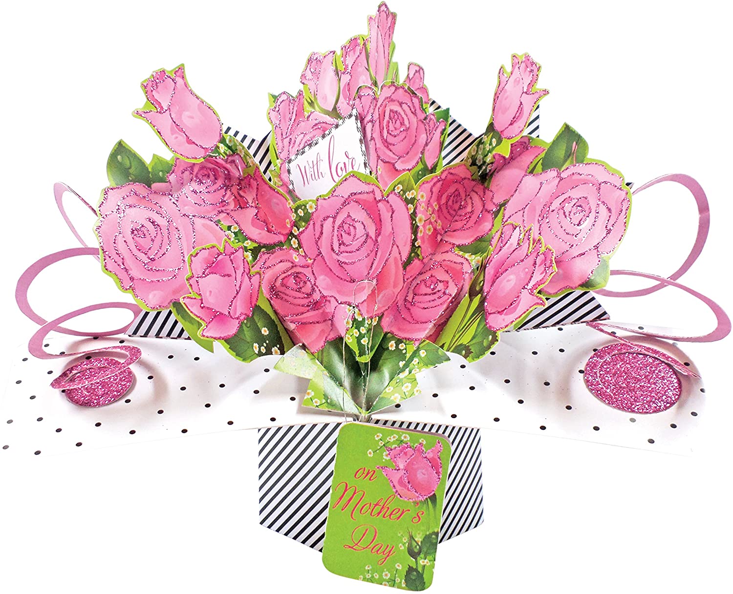 Second Nature Happy Mother's Day Roses Pop-Up Greeting Card 3D Pop Up Cards, Pink, 20cm x 13cm