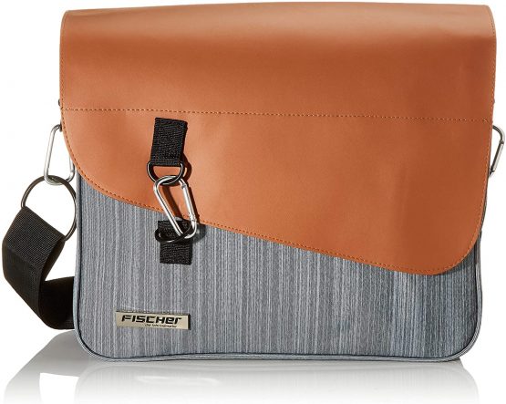 fischer Unisex_Adult mit Gepäckträgerbefestigung Business Bag, Grey/Brown, standard size