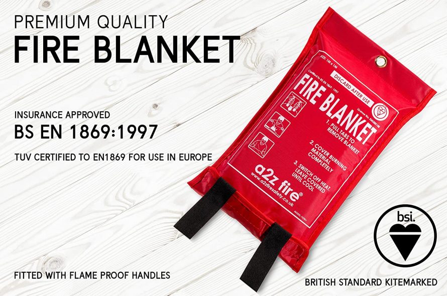 Fire Extinguisher & Fire Blanket Home Kit Safe For Cooking Oil/Fat