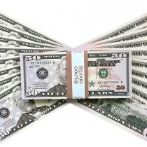 Big Screen Stacks - 100 Full Print Prop Money 50 Dollar Bills , with Spare Bank Strap. Perfect for movies, films, advertising, Social Media, Play Money, Costume Party's, Magic Tricks, Casino Games