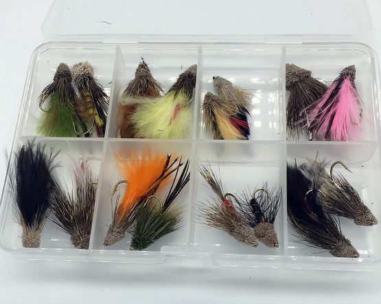 BestCity Fly Fishing Majestic Muddler Set Pack of 16 flies sizes 6-12 + free clip shut box