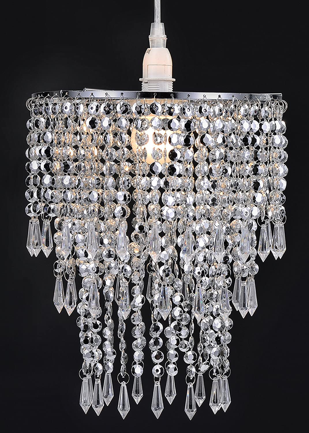 Waneway 3 Tier Beads Pendant Shade, Ceiling Chandelier Lampshade with Acrylic Jewel Droplets - Image 2