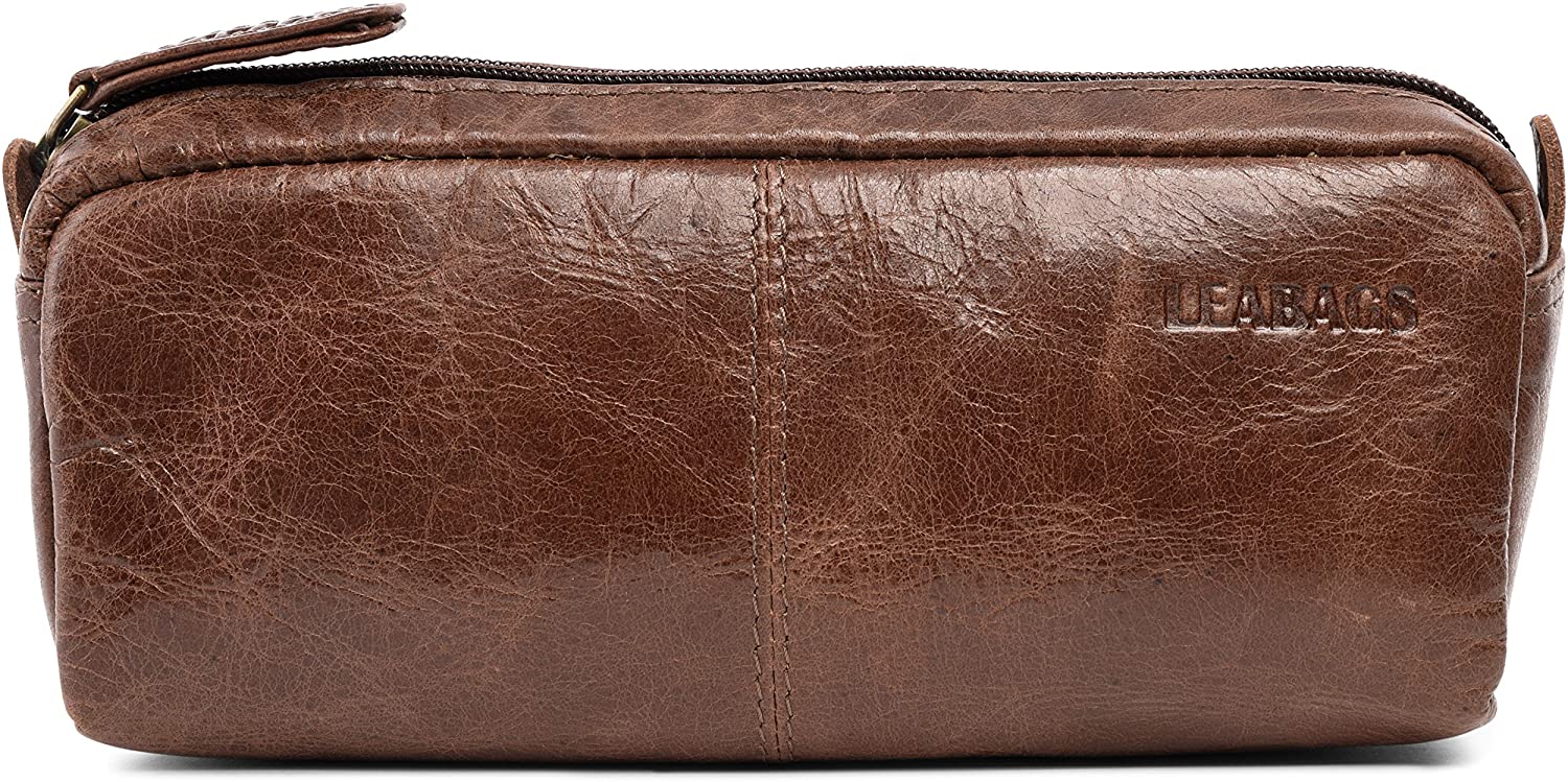 LEABAGS Fort Wayne Leather Pencil Case I Genuine Buffalo Leather Pencil case I Leather case I Vintage Pen Holder I Small Pencil case I Pencil case I 20x9x6 cm I Crazy Vinkat