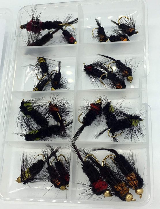 BestCity Fly Fishing Montana Mixed Selection Pack of 24 Flies in sizes 8-12 + free clip shut fly box - Image 3