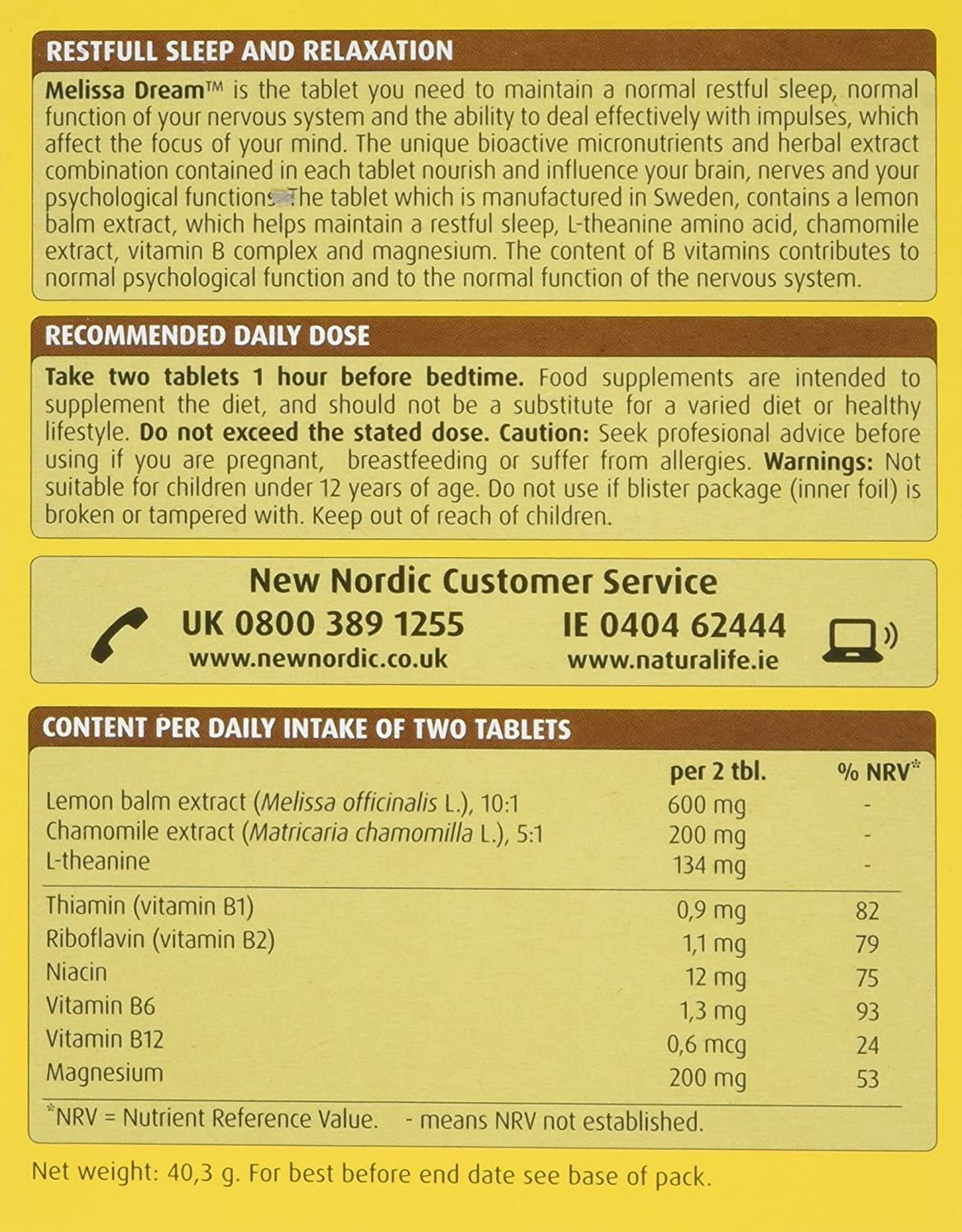 New Nordic Melissa Dream, Melatonin-Free Natural Sleep Aid & Insomnia Relief for Adults, Magnesium & Chamomile - Image 2