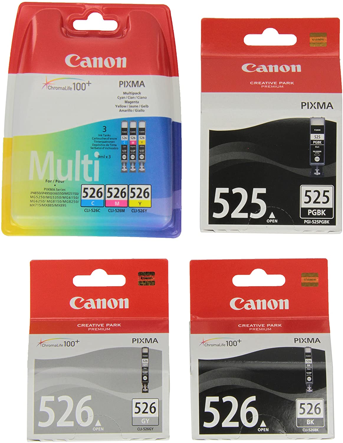 Canon PGI525-CLI526 Ink Cartridge (Pack of 6), Cyan, B004920Q7W