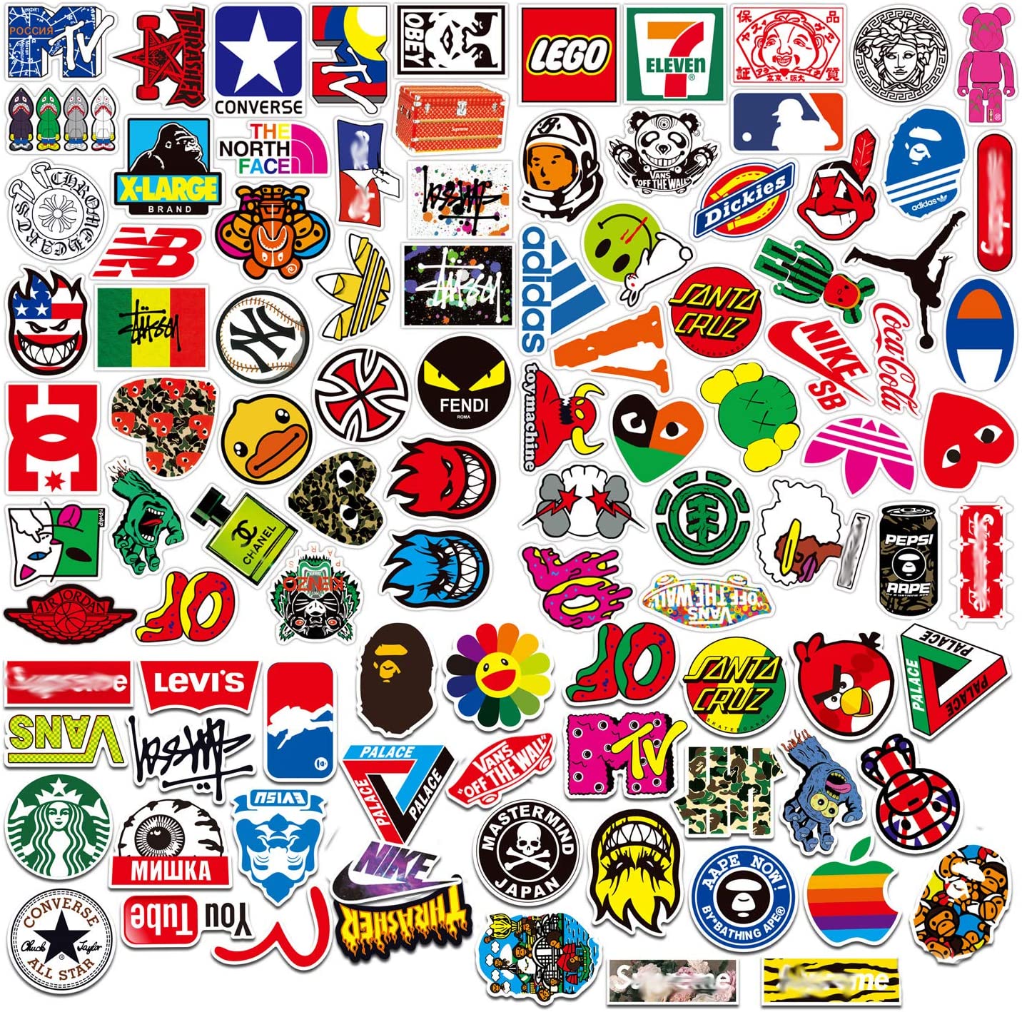 Sticker Pack Cool Stickers 101PCS Fashion Brand Stickers for Laptop