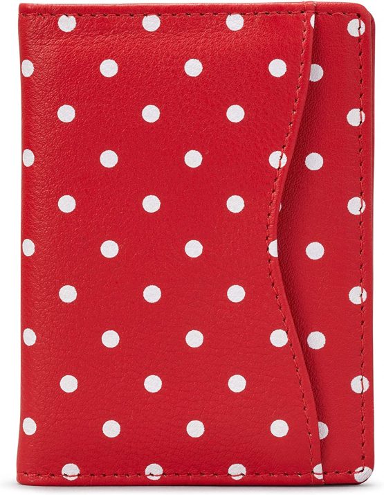 Polka Dot Leather Oyster Card Holder/Travel Pass Holder by 1642 (Red) - Image 3