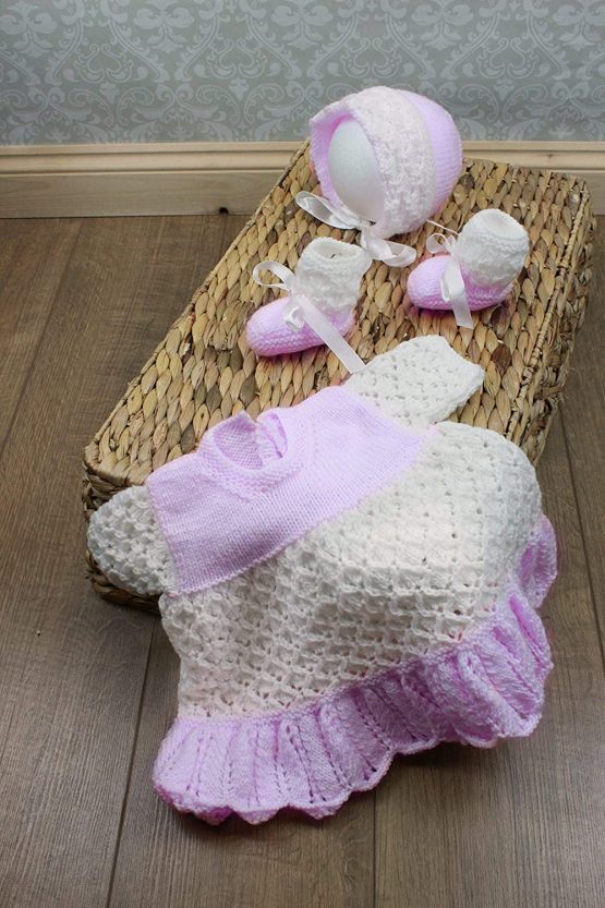 Knitting Pattern for Baby Dress, Bonnet and Matching Bootees, Double Knitting Baby Pattern, Baby Knitting Pattern, 0 to 3 Months, DK, Double Knitting, KP192 - Image 4