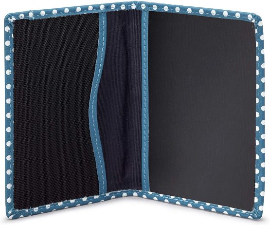 Polka Dot Leather Oyster Card Holder/Travel Pass Holder by 1642 (Blue) - Image 2
