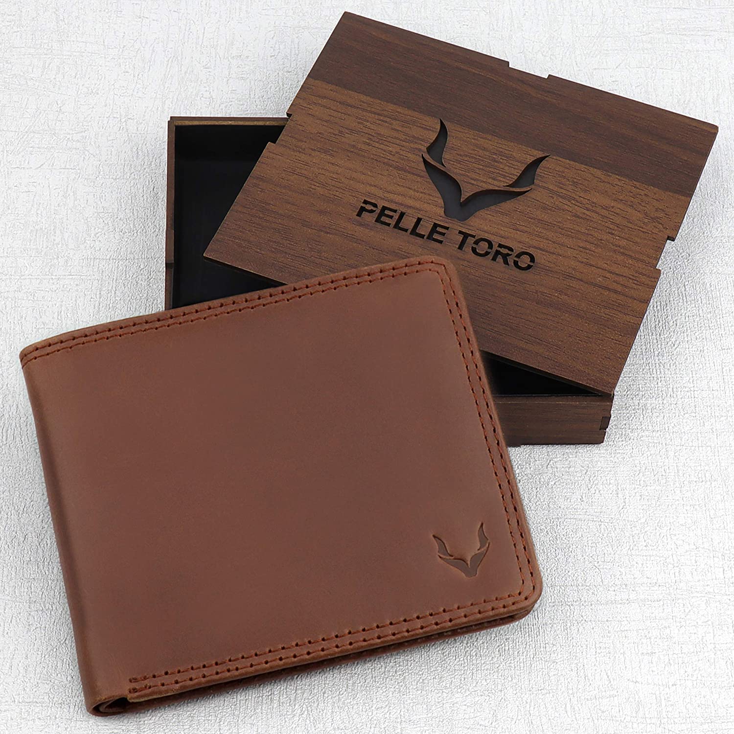 PELLE TORO Minimalist Slim Mens Wallet, Handmade Real Leather Card Wallet with RFID Blocking - Image 2