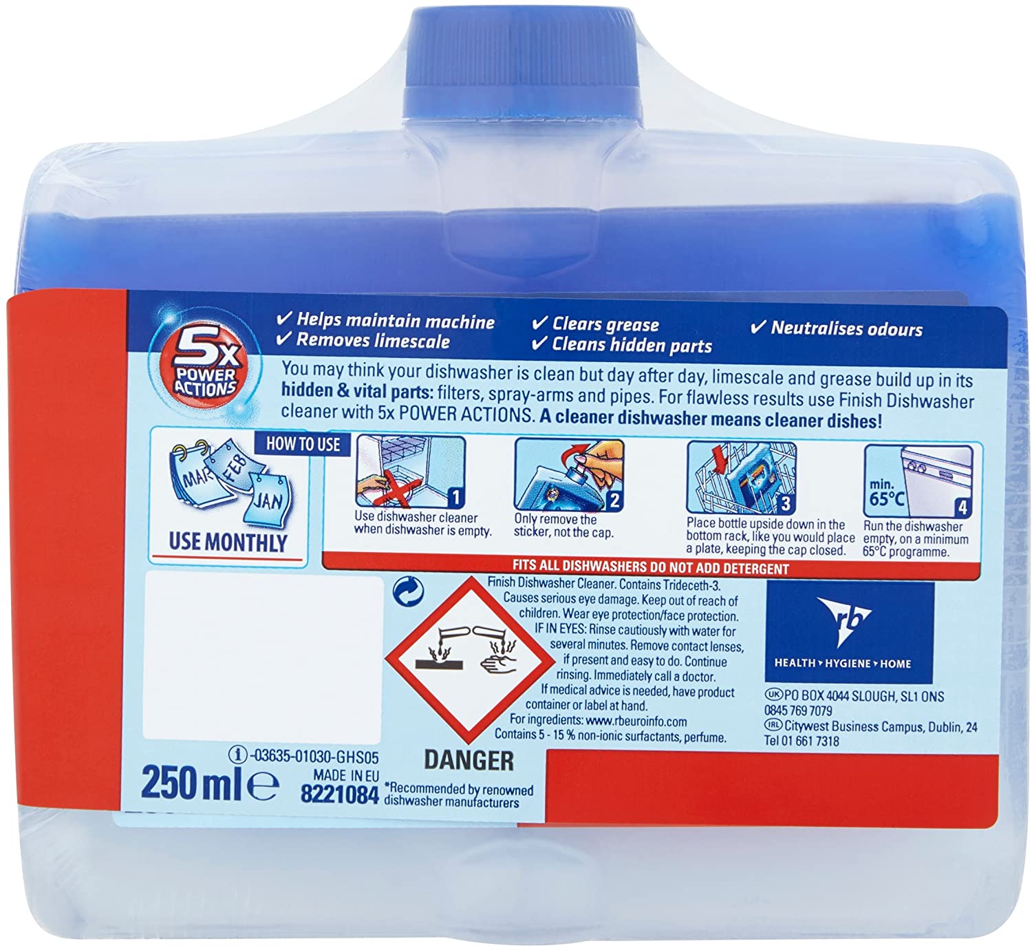 Finish, Dishwasher Cleaner, Fresh Scent, 500ml (250ml x 2 pck), Removes Grease and Limescale - Image 3