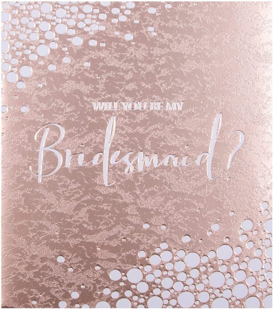 Bridesmaid Request Card from The Hallmark Studio - Contemporary Square Design in Rose Gold Foil