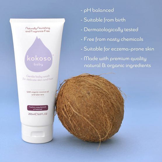 Kokoso Baby Wash and Shampoo - Organic & Natural for Delicate Skin, Scalp and Hair - 100% Natural Coconut Scent - Image 4