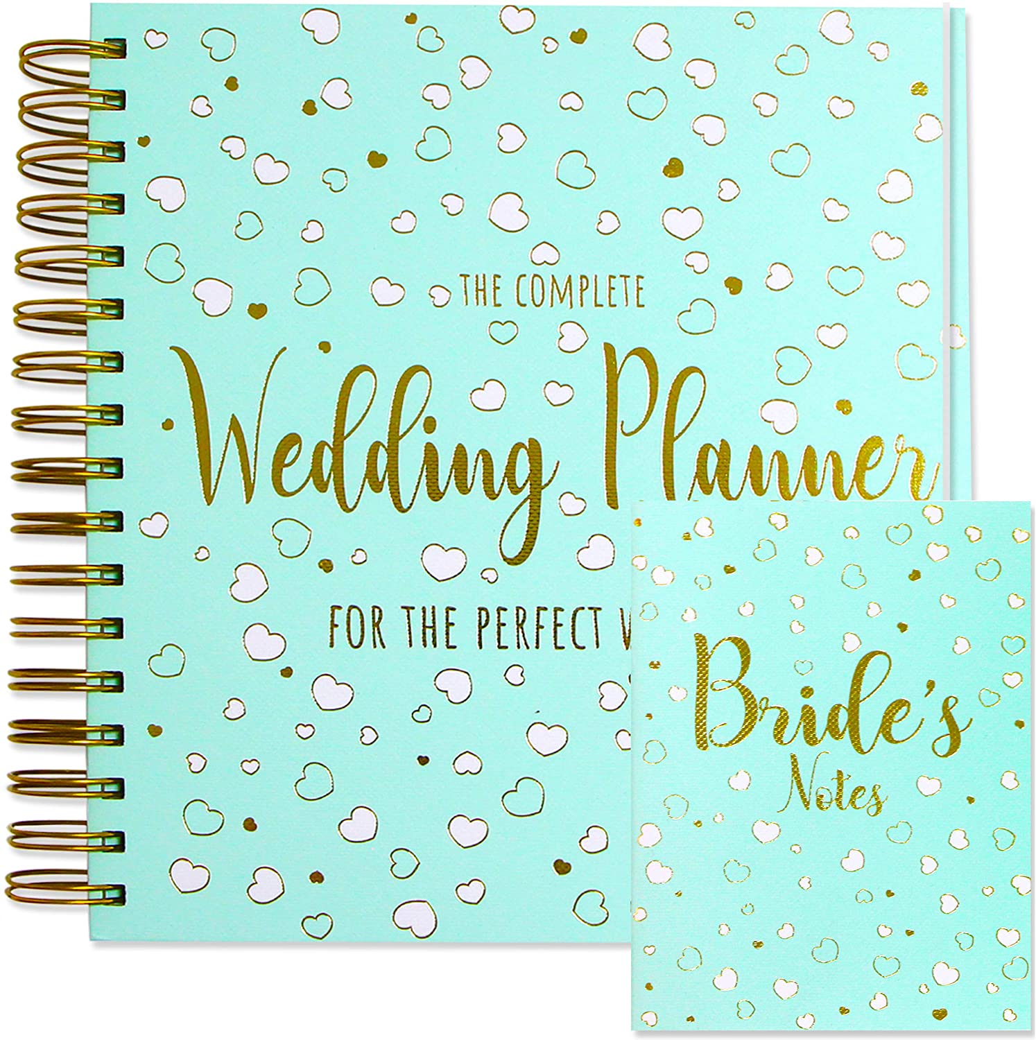 Wedding Planner Book and Notebook Set – UK Bride and Groom Planning Journal Organiser Bridal, Zip-Lock Pocket, Checklists, Engagement Gift, Countdown Calendar & Organising Diary