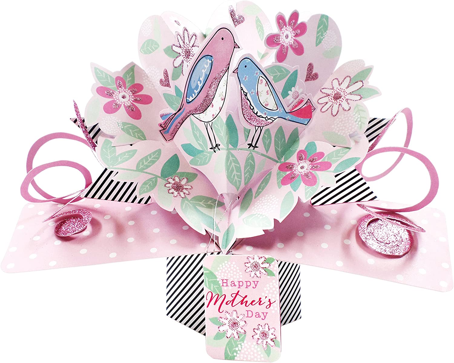 Happy Mother's Day Birds Pop-Up Greeting Card Second Nature 3D Pop Up Cards, Pink