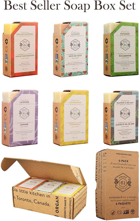 Crate 61 Best Seller Soap 6-Pack Box Set, 100% Vegan Cold Process Bar Soap, scented with premium essential oils and natural flavors, for men and women, face and body. - Image 2