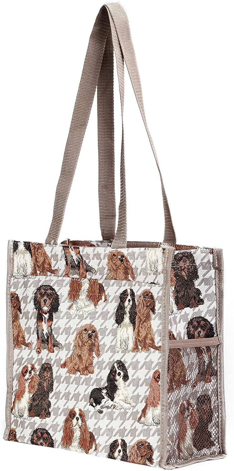 Signare Tapestry Shoulder Bag Shopping Bag for Women with Dog Design (King Charles Spaniel, SHOP-KGCS) - Image 2