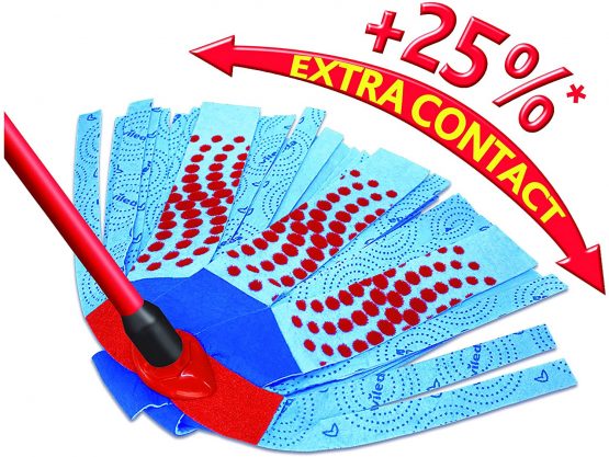 Vileda SuperMocio 3Action XL Compact Mop with Extra Refill, Red/Blue, 12 x 11 x 48 cm - Image 3