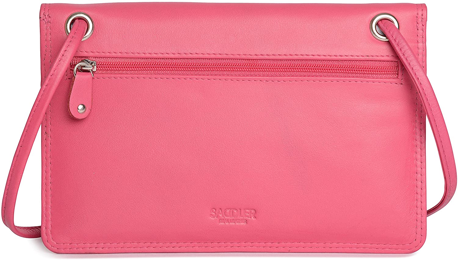 SADDLER "Isabelle Soft Leather Crossbody Bag - Slim Ladies Sling Purse, Fuchsia - Image 3