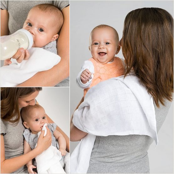 Makian - Baby Muslin Squares / Burp Cloth / Swaddles, 10 Pack, Large 80x80 cm, White | Premium Quality - Double Weaved,  OEKO-TEX Certified, washable at 90°C - Image 2